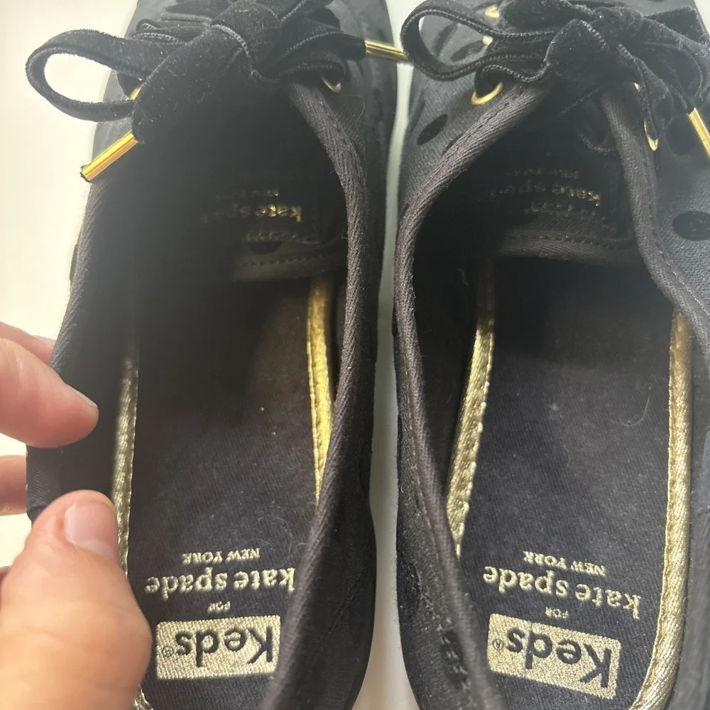 Keds X Kate Spade New York Gold Black Polka Dot  Sneakers Women's Size 8.5